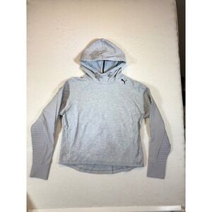 Puma Heather Gray Hoodie Athletic Performance Thumbholes Women's Size L